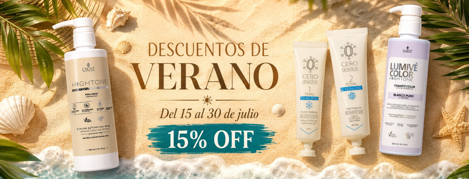 Descuentos de verano L'xent: 15% OFF del 15 al 30 de julio en productos capilares profesionales