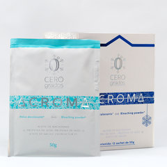 Polvo decolorante Cero Grados Acroma en sachet de 50g y caja. Ideal para decoloración capilar - Luxent Professional