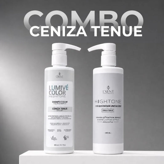 Champú Lumivé y mascarilla Hightone Ceniza Tenue, dúo matizador para rubio ceniza | L'xent Professional