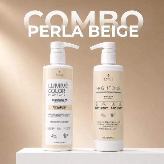 Champú Lumivé y mascarilla Hightone Perla Beige, dúo matizador para rubio champagne | L'xent Professional