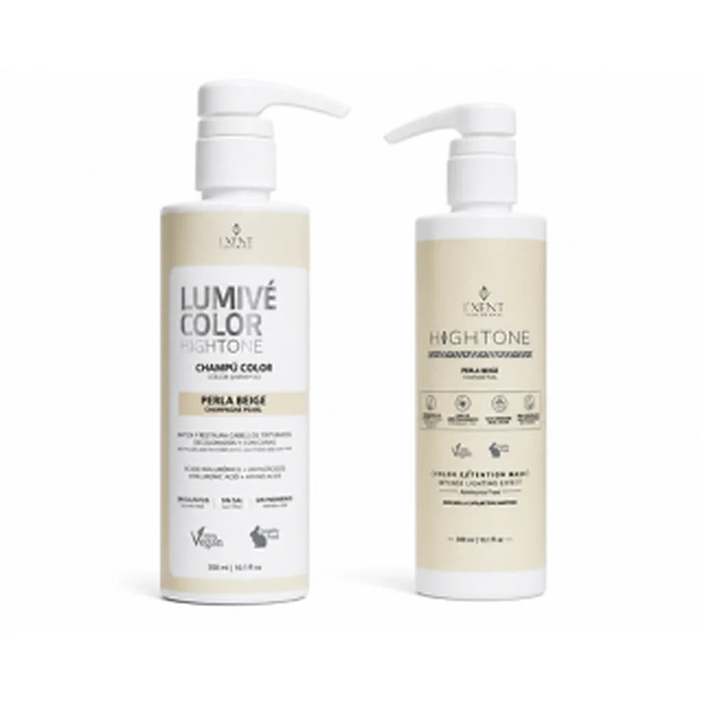 Dúo Kit Rubios Perla Beige: champú Lumivé y mascarilla Hightone tono beige | L'xent Professional