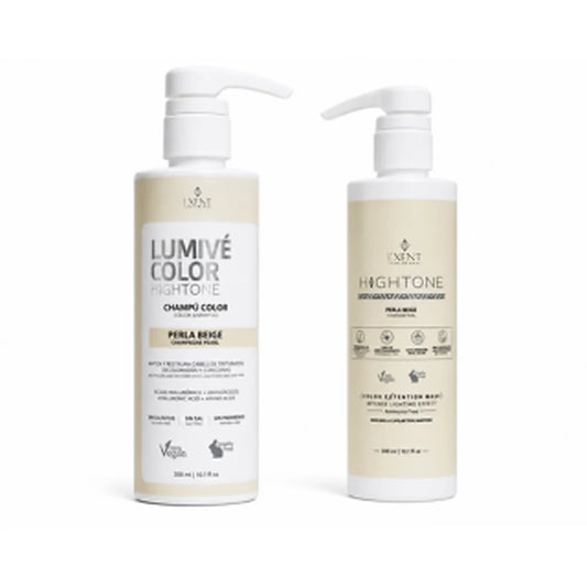 Dúo Kit Rubios Perla Beige: champú Lumivé y mascarilla Hightone tono beige | L'xent Professional