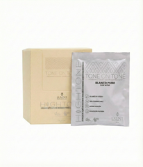 Mascarilla capilar 'Tone on Tone Blanco Puro' en caja y sachet. Tratamiento color sellante cu - Luxent Professional