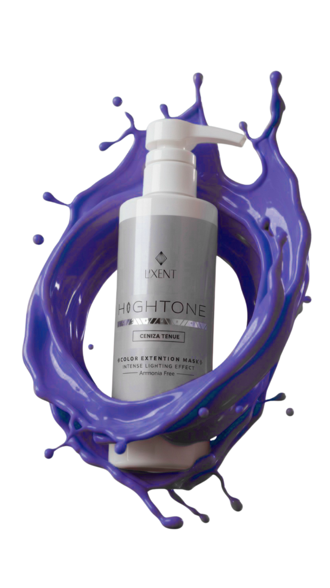 Mascarilla capilar Luxent Hoghtone Ceniza Tenue con efecto de salpicadura de pintura morada - Luxent Professional
