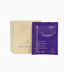 Caja y sachet individual de mascarilla capilar tono sobre tono violeta vibrante - Luxent Professional