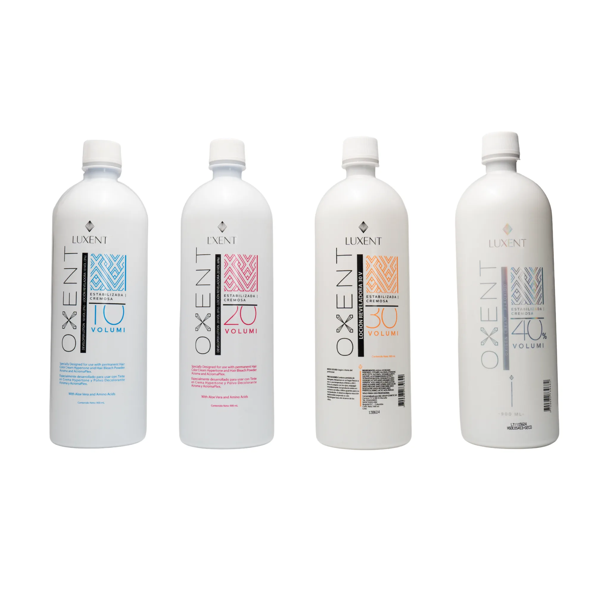 Oxidantes L'xent Professional de 10, 20, 30 y 40 volúmenes para tintes y decoloraciones - L'xent Professional