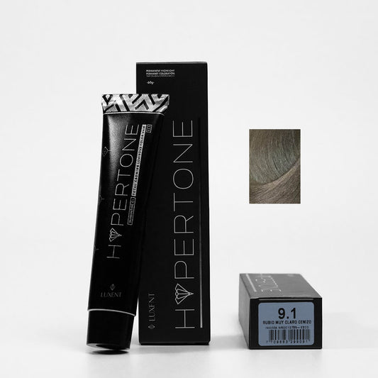 Tinte profesional Hypertone 9.1 Rubio Muy Claro Cenizo para cabello | L'xent Professional