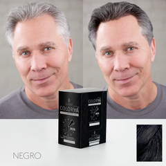 Hombre antes y después de usar tinte ColorYA Negro para cubrir canas | L'xent Professional