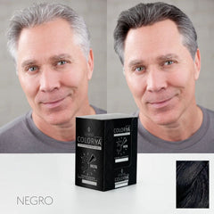 Hombre antes y después de teñir canas a negro con Color Ya. Tinte en crema | L'xent Professional