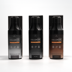 Tintes capilares Color YA en tonos gris plata, negro y chocolate brown para cubrir canas - Luxent Professional