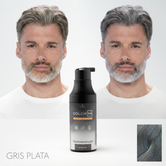 Tinte capilar gris plata para hombres: antes y después con Color Ya de - Luxent Professional