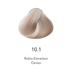 Muestra de color de tinte 10.1 Rubio Extraclaro Cenizo para cabello profesional - Luxent Professional