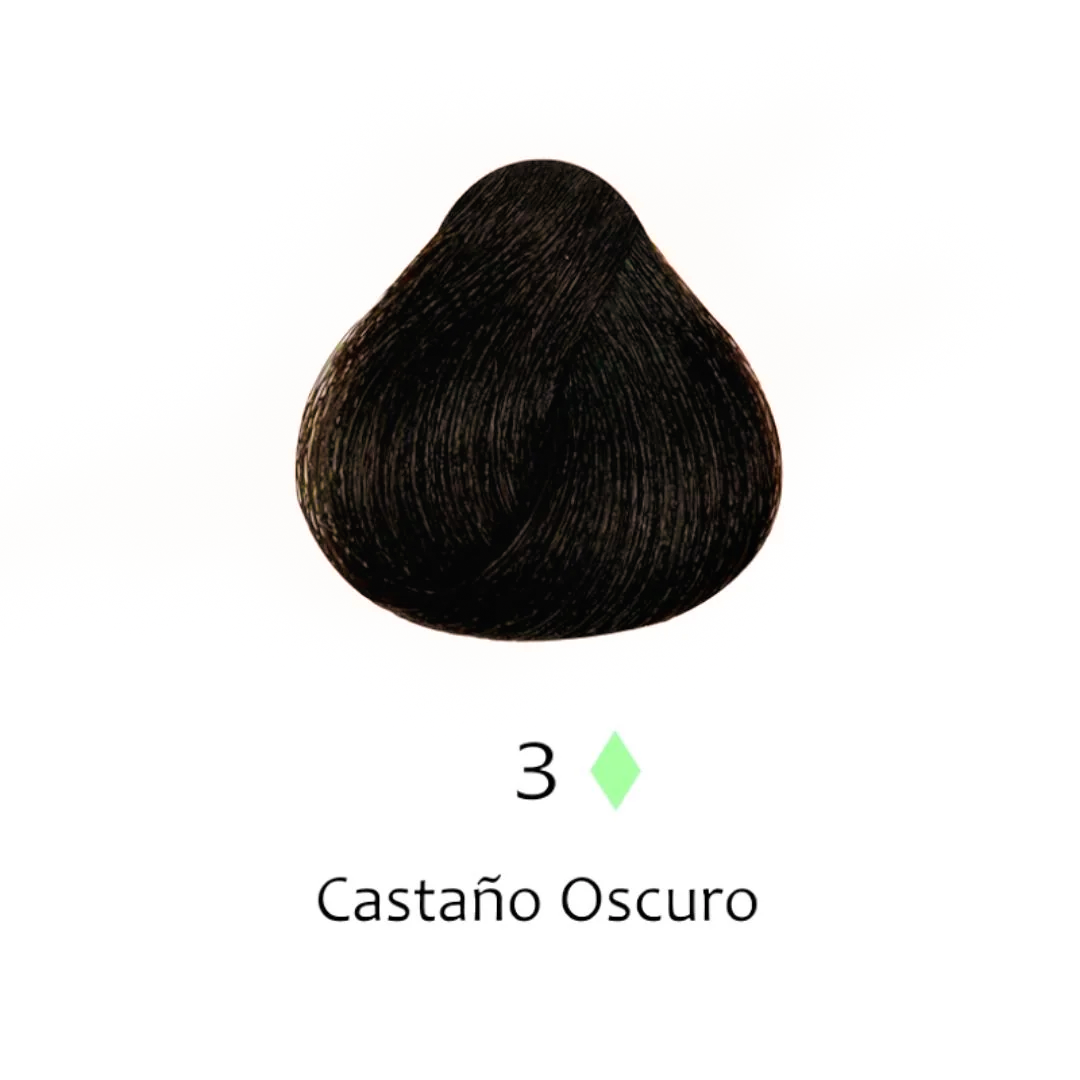 Muestra de color de tinte capilar Castaño Oscuro número 3 para cabello profesional - Luxent Professional