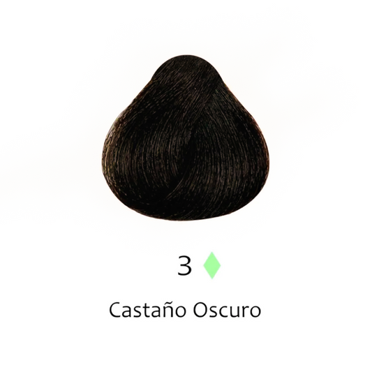 Muestra de color de tinte capilar Castaño Oscuro número 3 para cabello profesional | L'xent Professional