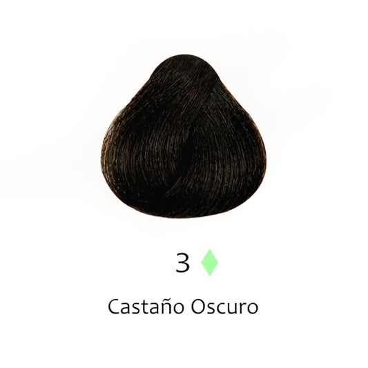 Muestra de color de tinte capilar Castaño Oscuro número 3 para cabello profesional | L'xent Professional