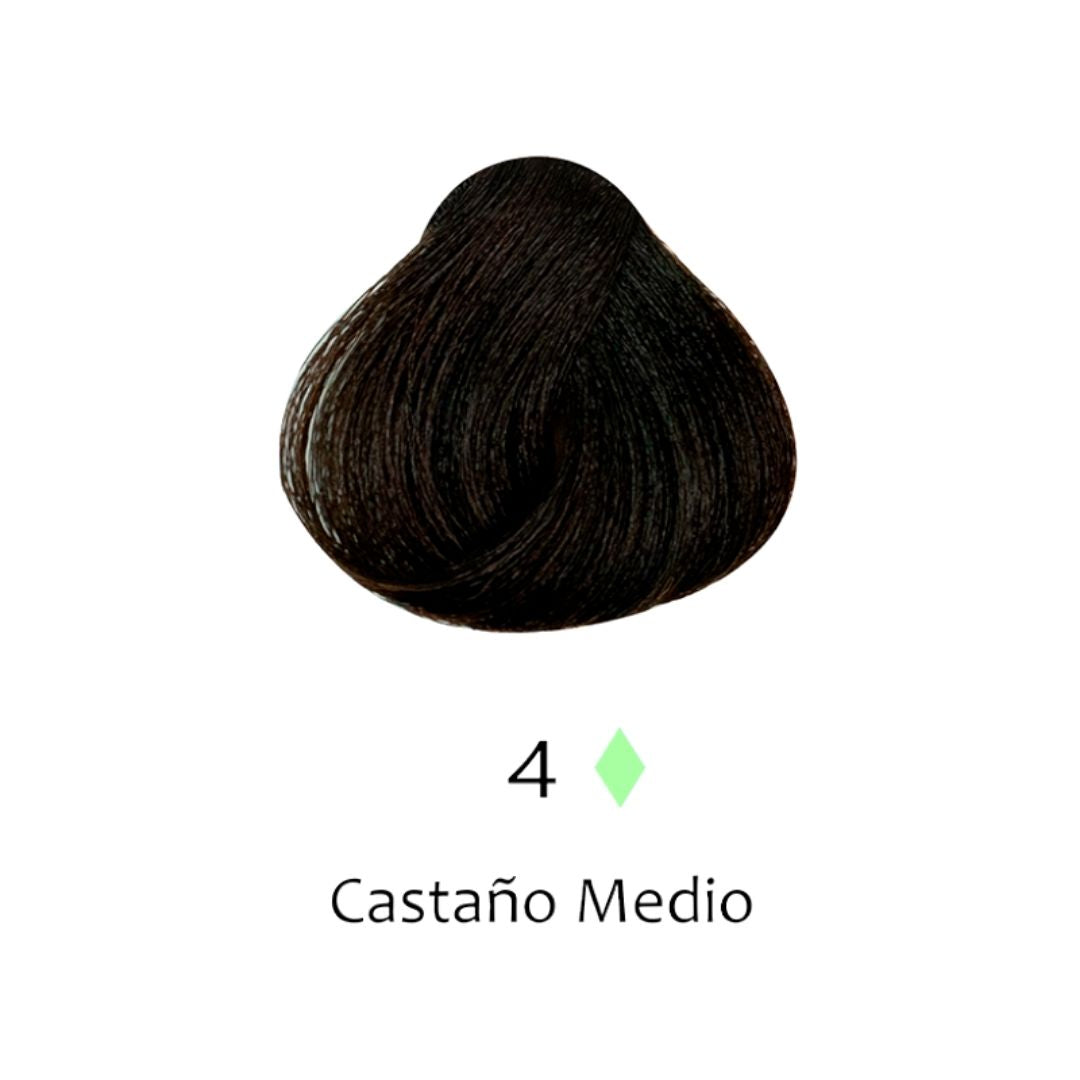 Muestra de color de tinte Castaño Medio número 4 para cabello profesional - Luxent Professional