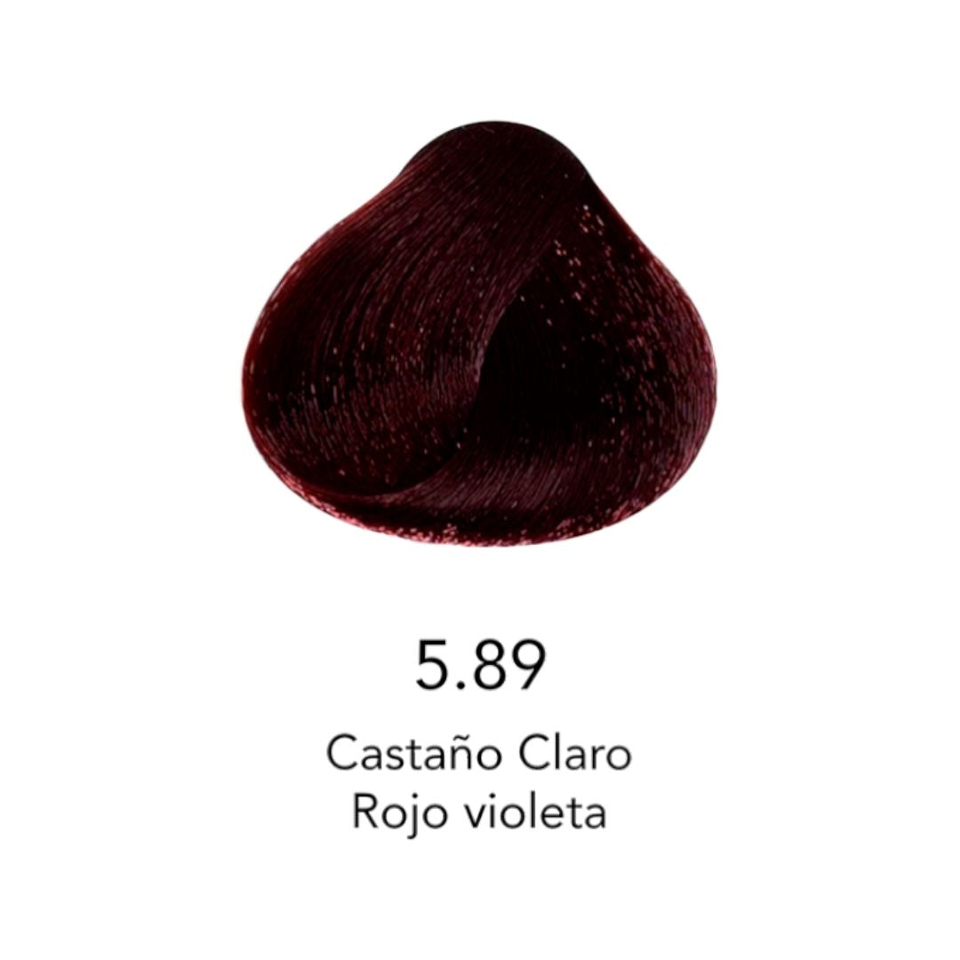 Muestra de color de tinte capilar 5.89 Castaño Claro Rojo Violeta para cabello profesional | L'xent Professional