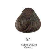 Muestra de color de tinte 6.1 Rubio Oscuro Cenizo para cabello profesional | L'xent Professional