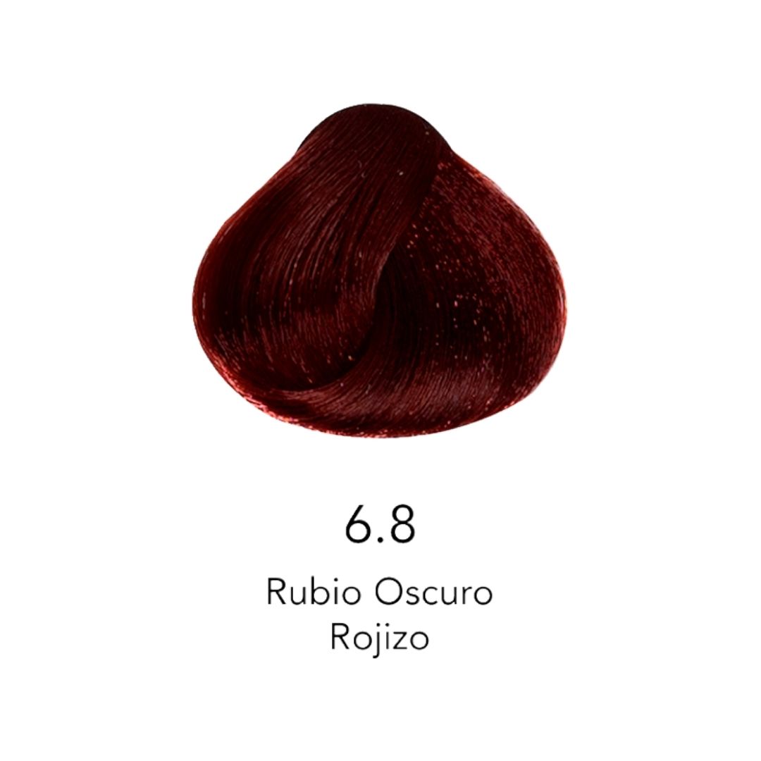 Muestra de color de tinte 6.8 Rubio Oscuro Rojizo para cabello profesional - Luxent Professional