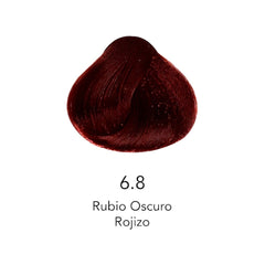 Muestra de color de tinte 6.8 Rubio Oscuro Rojizo para cabello profesional - Luxent Professional