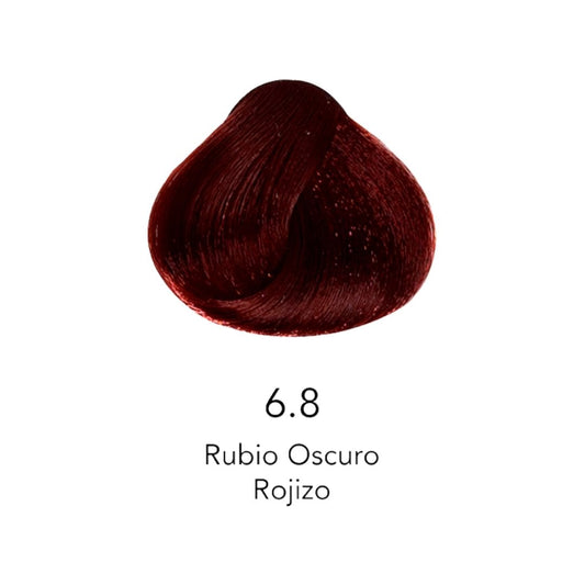 Muestra de color de tinte 6.8 Rubio Oscuro Rojizo para cabello profesional | L'xent Professional