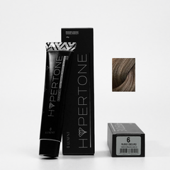 Tinte capilar profesional HyperTone tono 6 Rubio Oscuro, tubo y caja, con muestra de color. | L'xent Professional