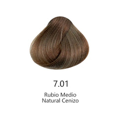 Mechón de cabello teñido Rubio Medio Natural Cenizo 7.01 para carta de color - Luxent Professional