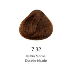 Muestra de color de tinte capilar 7.32 Rubio Medio Dorado Irisado para cabello profesional - Luxent Professional