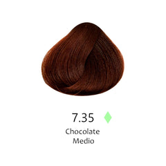 Mechón de cabello teñido color chocolate medio 7.35 para tintes profesionales - Luxent Professional