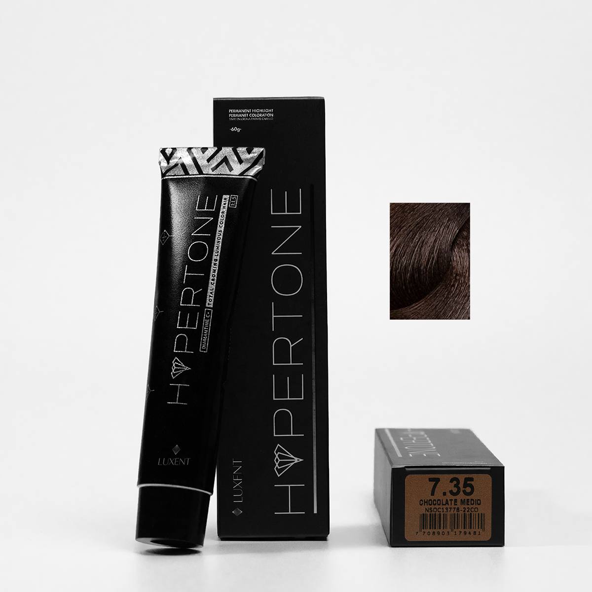 Tinte permanente Hypertone 7.35 Chocolate Medio. Coloración profesional para cabello - Luxent Professional