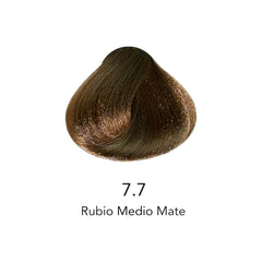Muestra de color de tinte 7.7 Rubio Medio Mate para cabello profesional - Luxent Professional