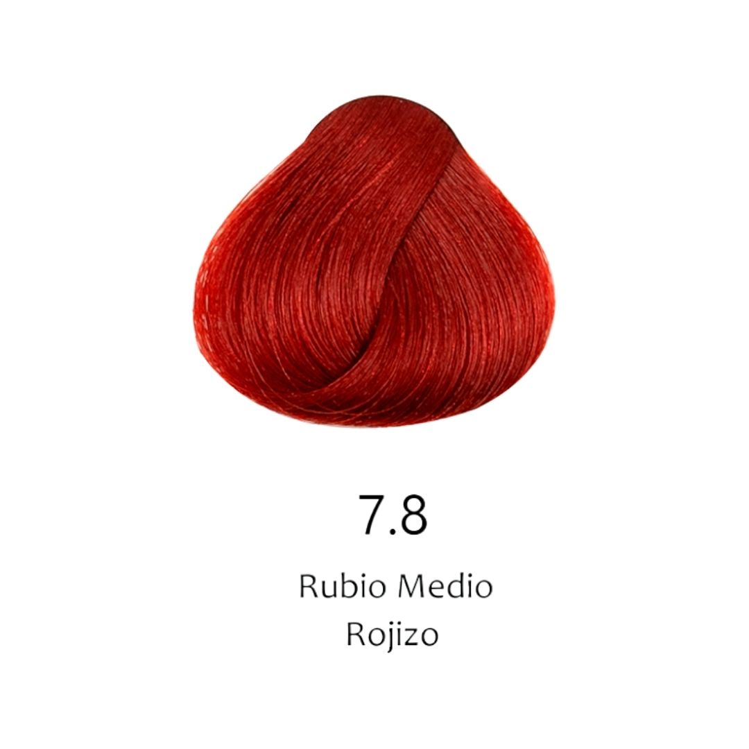 Mechón de cabello teñido color Rubio Medio Rojizo 7.8 para tintes profesionales - Luxent Professional