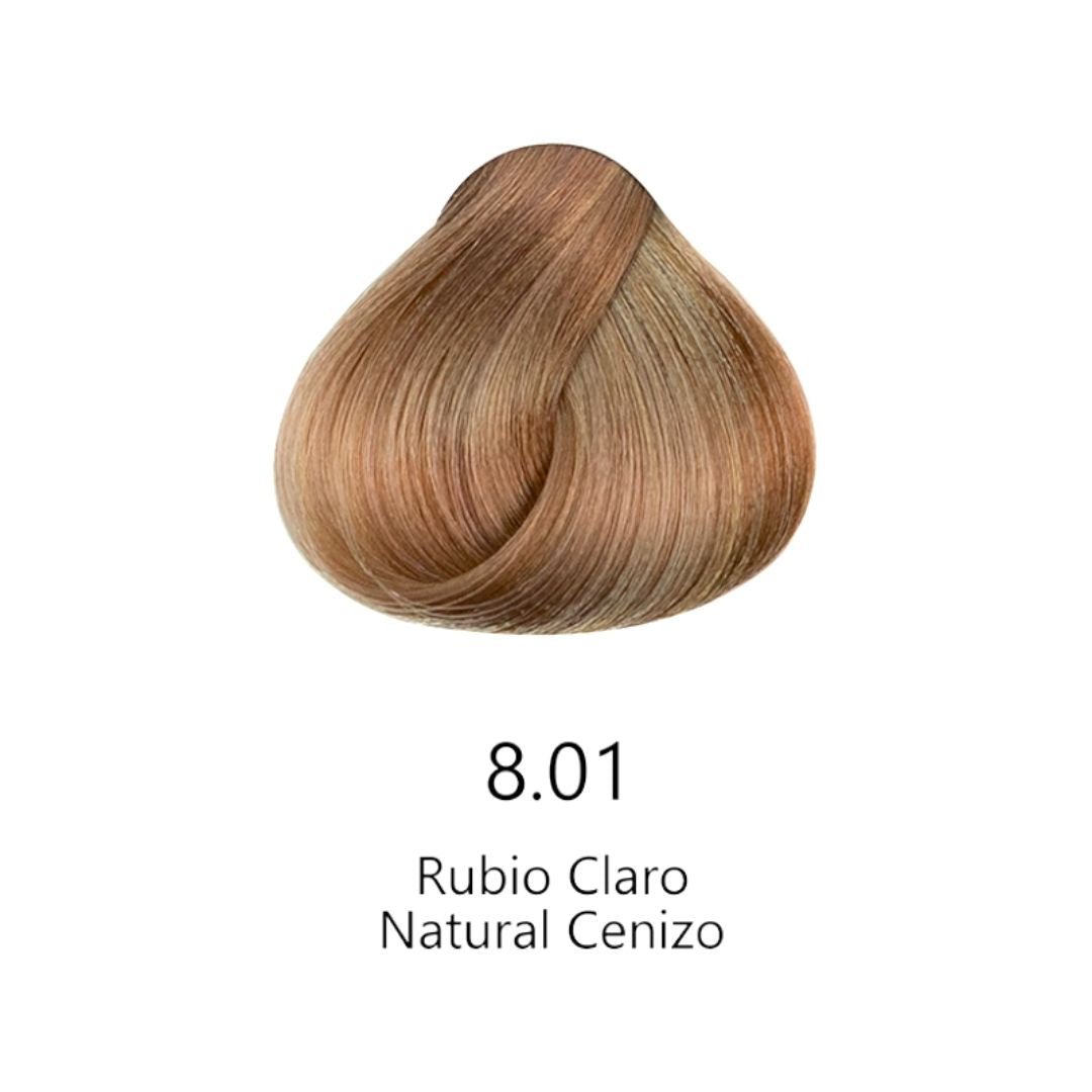 Tinte profesional 8.01 Rubio Claro Natural Cenizo. Muestra de color de cabello - Luxent Professional