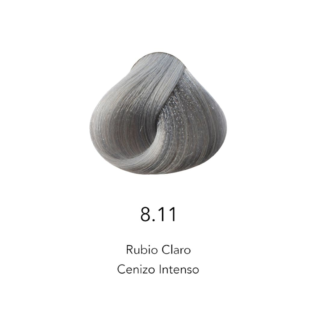 Muestra de color de cabello 8.11 Rubio Claro Cenizo Intenso para tintes profesionales - Luxent Professional