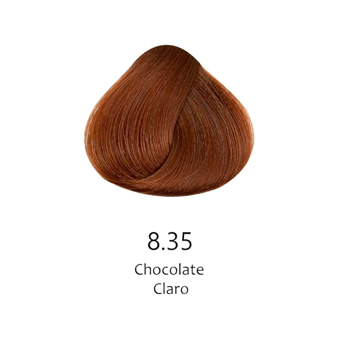 Mechón de cabello teñido color chocolate claro 8.35 para tintes profesionales - Luxent Professional