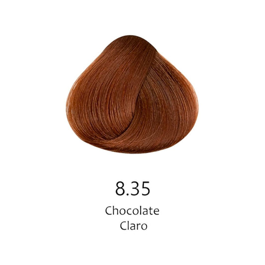 Mechón de cabello teñido color chocolate claro 8.35 para tintes profesionales | L'xent Professional