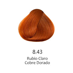 Muestra de color de tinte 8.43 Rubio Claro Cobre Dorado para cabello profesional - Luxent Professional