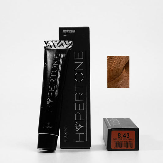Tinte capilar profesional HyperTone 8.43 Rubio Claro Cobre Dorado con muestra de color | L'xent Professional