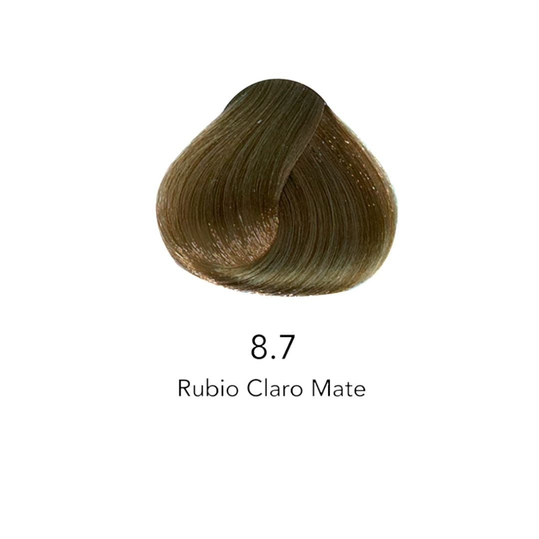 Muestra de color de tinte 8.7 Rubio Claro Mate para cabello profesional - Luxent Professional