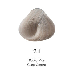 Muestra de coloración 9.1 Rubio Muy Claro Cenizo para tintes profesionales - Luxent Professional