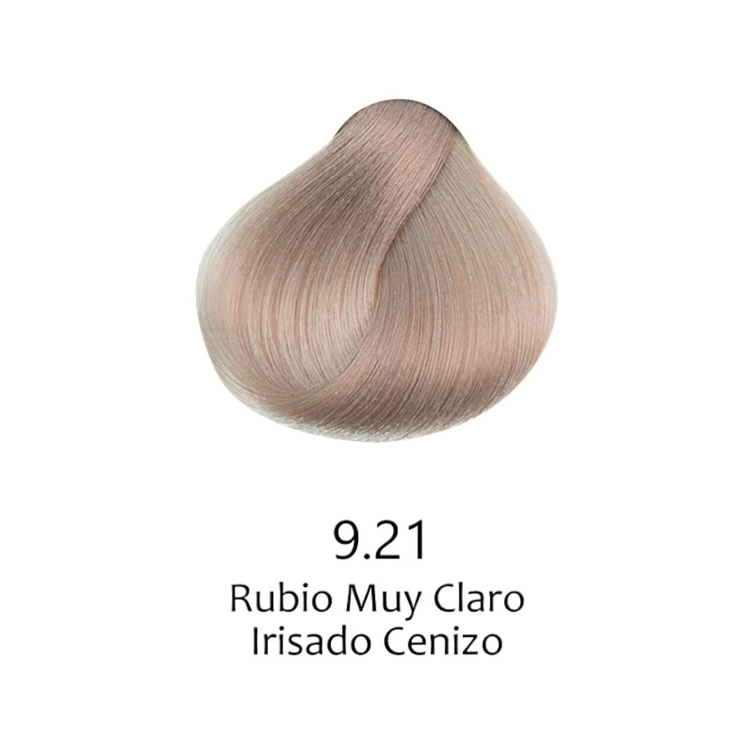 Muestra de color 9.21 Rubio Muy Claro Irisado Cenizo para tintes profesionales - Luxent Professional