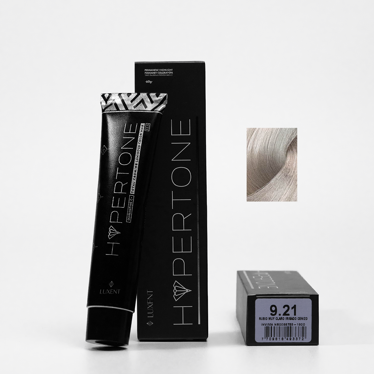 Tinte capilar profesional Hypertone 9.21 Rubio Muy Claro Irizado Cenizo. - Luxent Professional