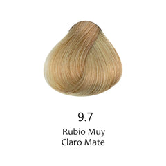 Muestra de color de tinte 9.7 Rubio Muy Claro Mate para cabello profesional - Luxent Professional