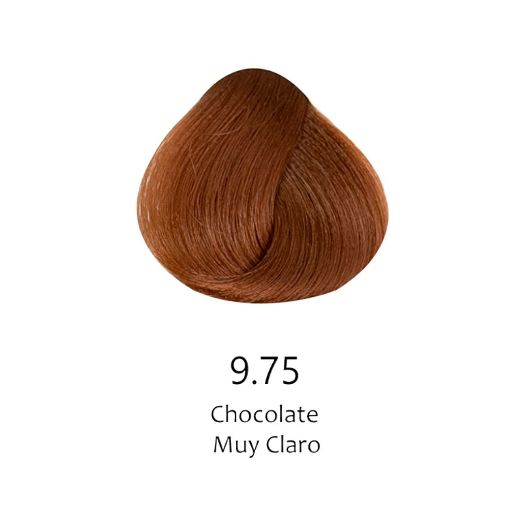 Mechón de cabello teñido color chocolate muy claro 9.75 para tintes profesionales - Luxent Professional