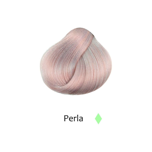 Muestra de color de tinte capilar Perla. Tono rubio claro con matices rosados y grises | L'xent Professional